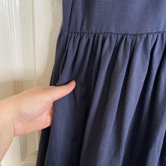 SUMMERSALT The Luxe Pima Puff-Sleeve Mini Dress Size XS Midnight Navy Blue - Picture 6 of 6